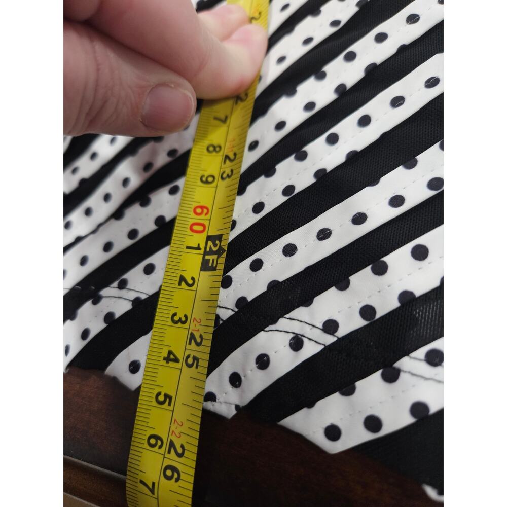 Chico’s Travelers Collection Black White Stripe Polka Dot Zip Jacket Top 3 - Picture 5 of 6